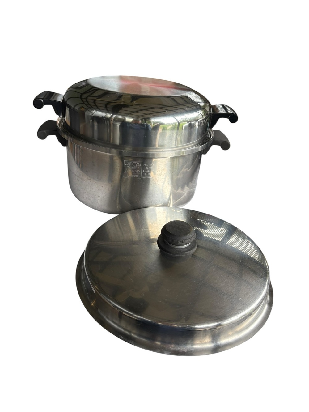 Amway Queen 18/8 Stainless Multi-Ply Cookware 5 Quart 2 Lids Reg & Dome Lid